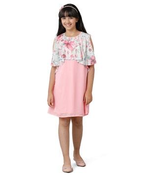 girls floral print a-line dress