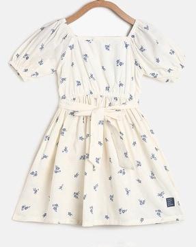 girls floral print a-line dress