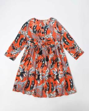 girls floral print a-line dress