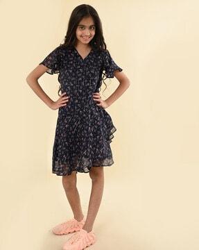 girls floral print a-line dress