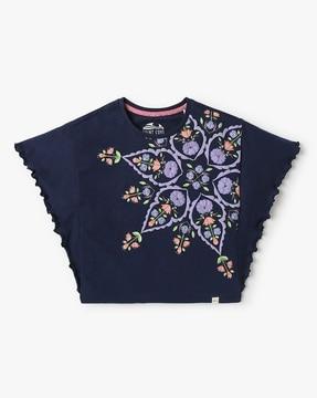 girls floral print dolman sleeves t-shirt