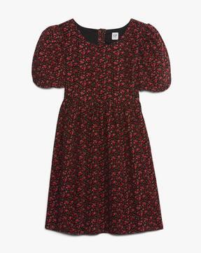 girls floral print fit & flare dress