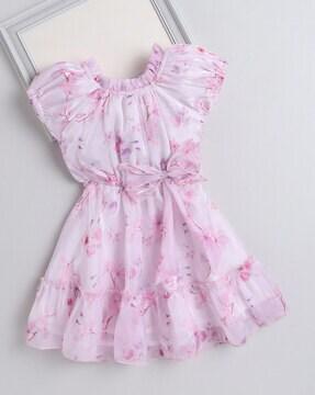 girls floral print fit & flare dress