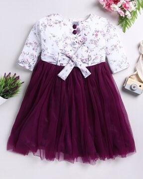 girls floral print fit & flare dress