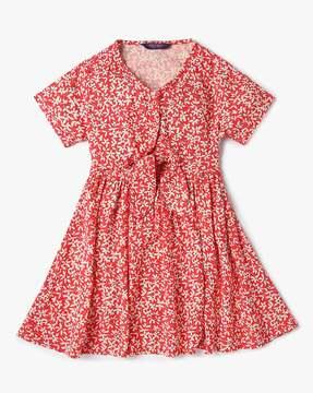 girls floral print fit & flare dress