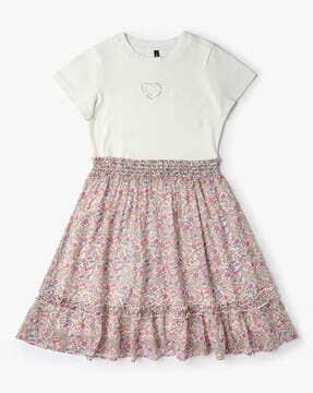 girls floral print fit & flare dress