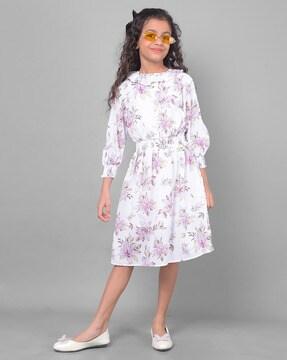 girls floral print fit & flare dress