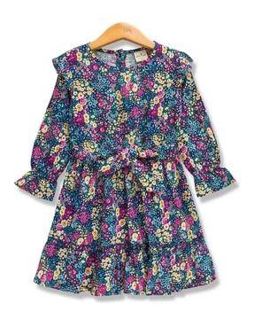 girls floral print fit & flare dress