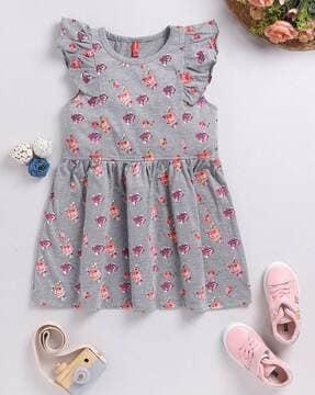 girls floral print fit & flare dress