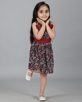 girls floral print fit & flare dress