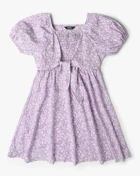 girls floral print fit & flare dress