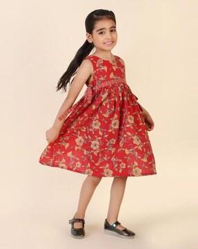 girls floral print fit & flare dress