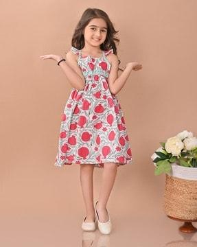 girls floral print fit & flared dress