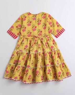 girls floral print fit & flared dress