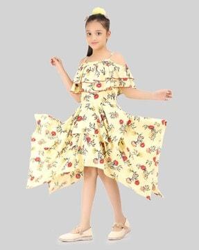 girls floral print fit & flared dress