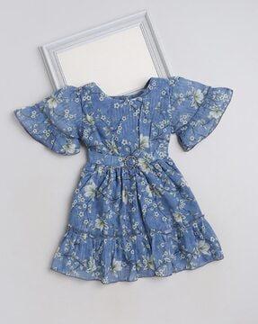 girls floral print fit & flared dress