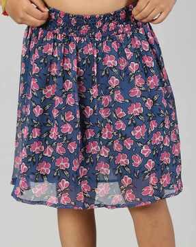 girls floral print flared skirt