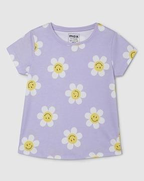 girls floral print regular fit t-shirt