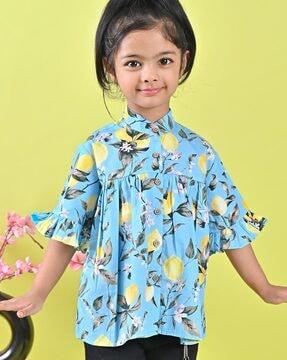 girls floral print regular fit top