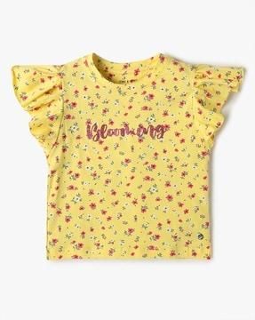 girls floral print regular fit top