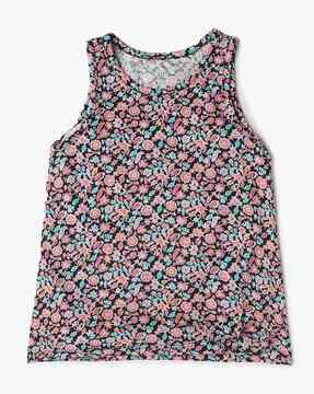 girls floral print round-neck regular fit top