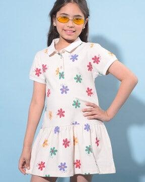 girls floral print shirt dress
