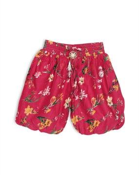 girls floral print skorts with elasticated waistband