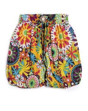 girls floral print skorts with elasticated waistband