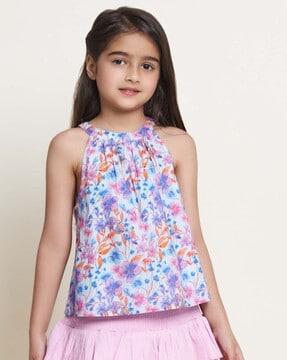 girls floral print sleeveless top