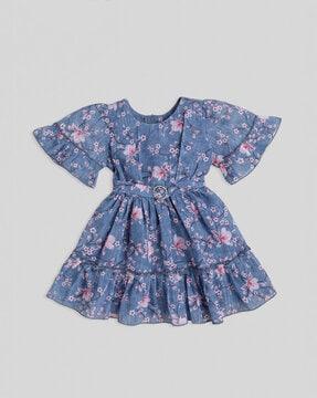 girls floral print tiered dress