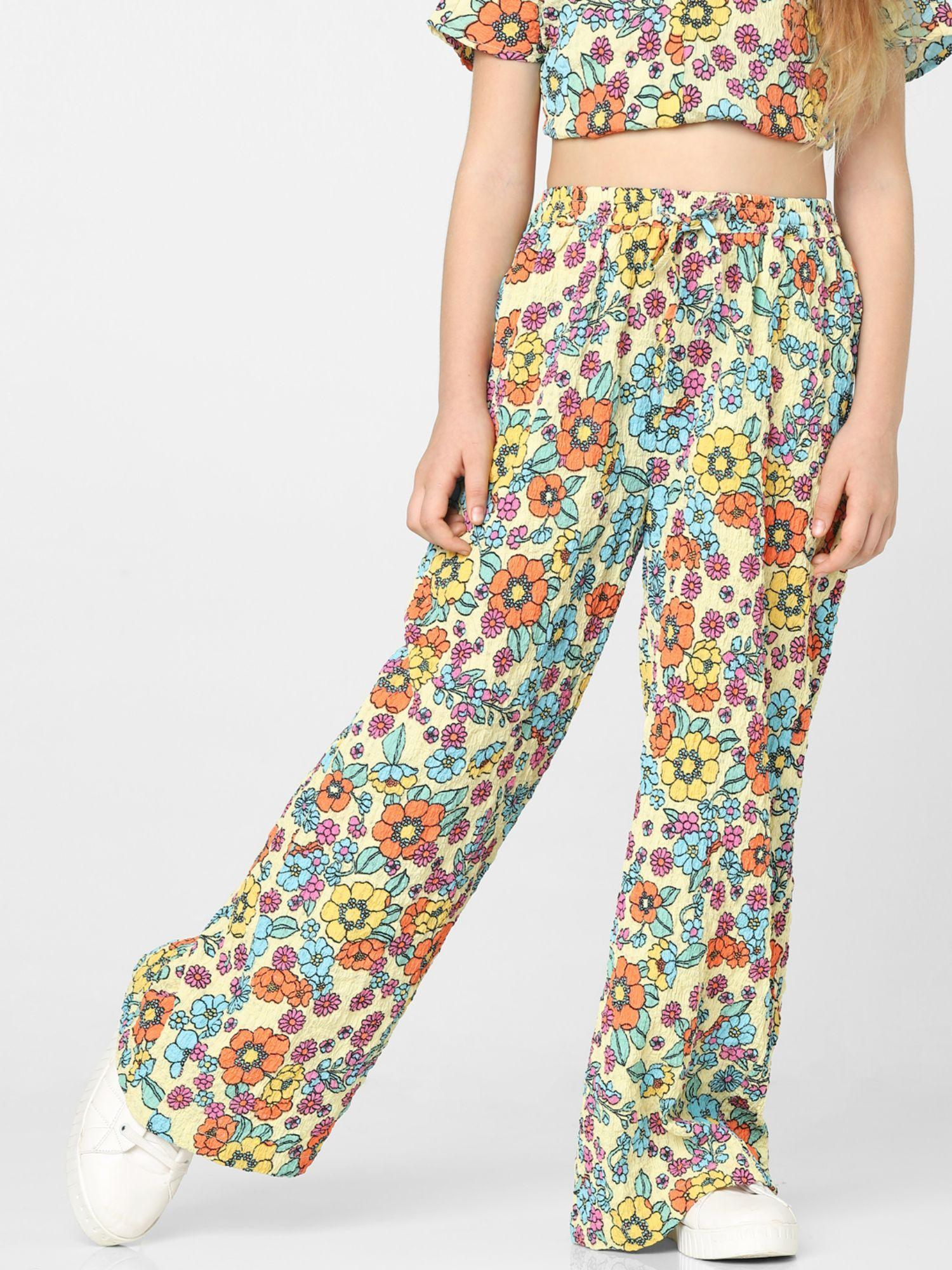 girls floral print yellow pant