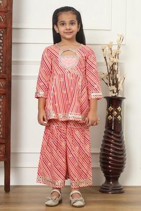 girls frock style cotton fabric kurti and sharara - maroon