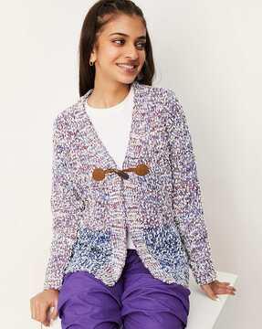 girls front-open cardigan with full-sleeves