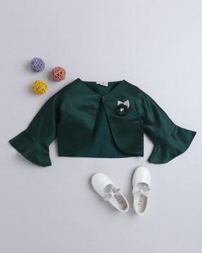 girls front-open shrug with bell-sleeves