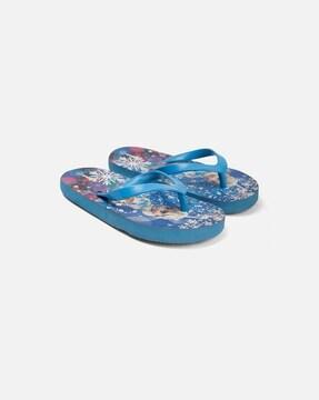 girls frozen print thong-strap flip-flops