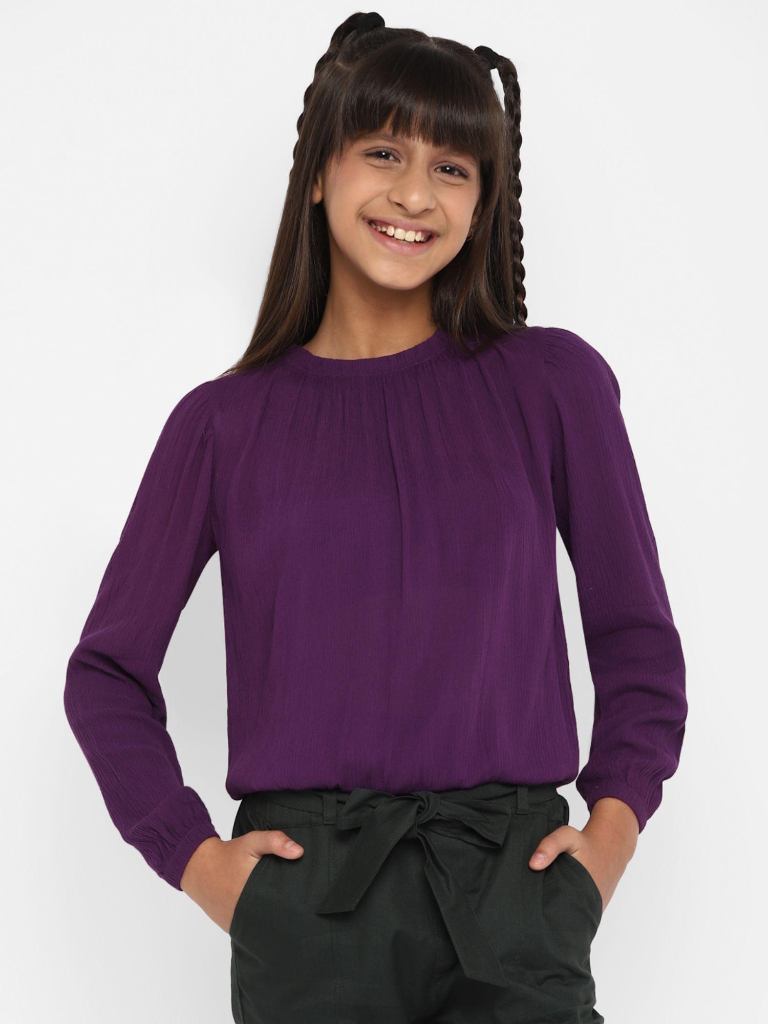 girls full sleeve top-violet