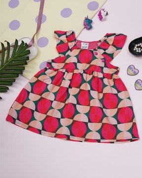 girls geometric print fit & flare dress