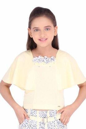 girls georgette & polyester embellished yellow top - yellow