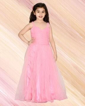 girls gown dress with strappy sleeves