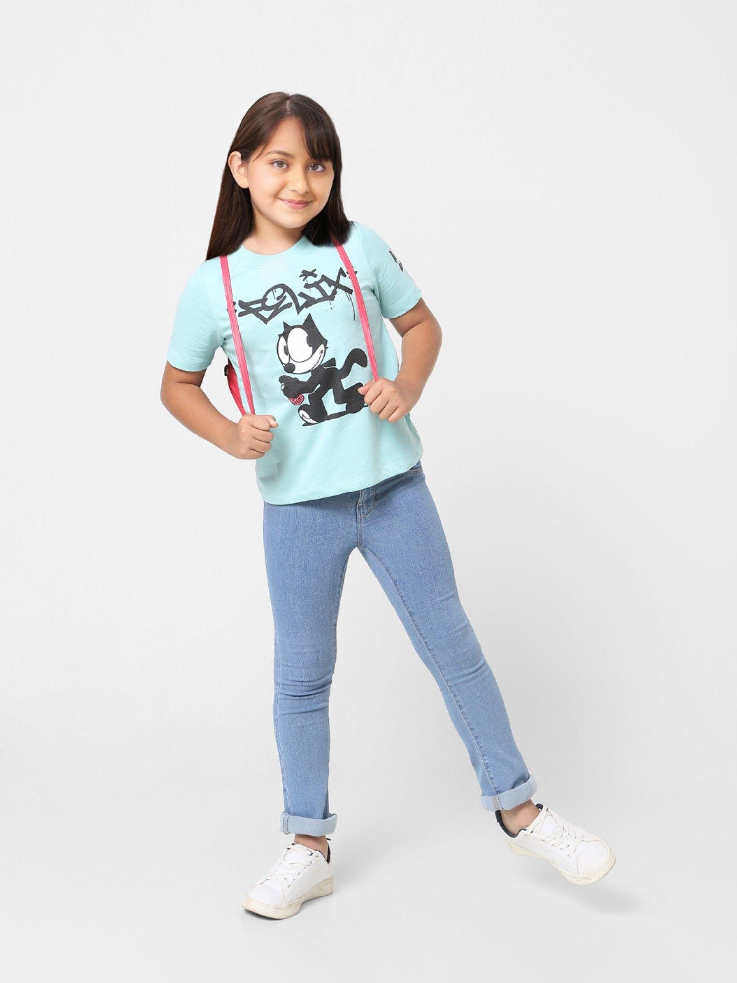 girls graphic blue t-shirt