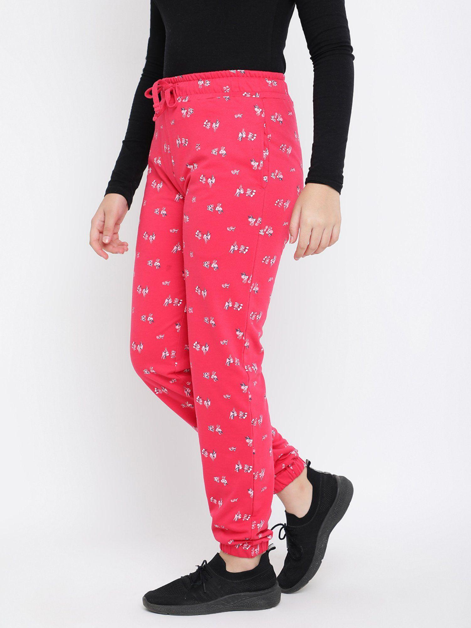 girls graphic cotton looper joggers pink