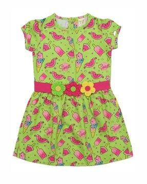 girls graphic print a-line dress