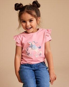 girls graphic print cotton top