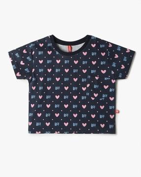 girls graphic print crew-neck t-shirt