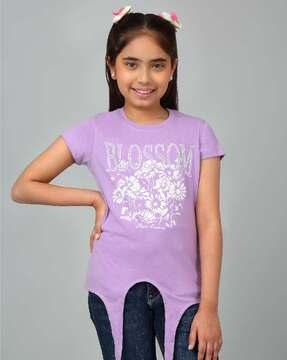 girls graphic print regular fit round-neck t-shirt