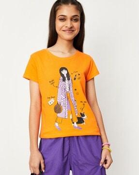 girls graphic print regular-fit t-shirt