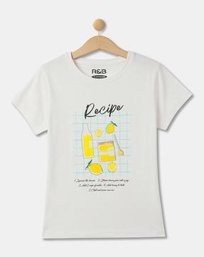 girls graphic print regular print round-neck t-shirt