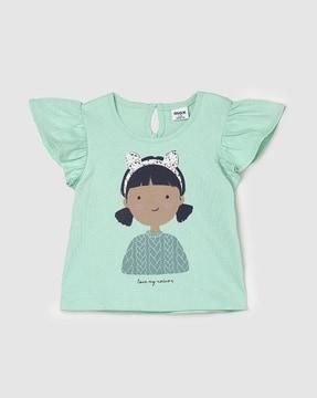 girls graphic print round-neck t-shirt
