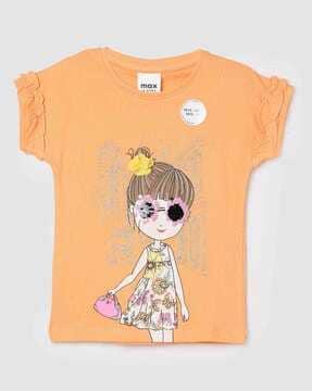 girls graphic print round-neck t-shirt