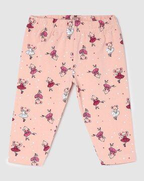 girls graphic printed leggings with elasticated waist